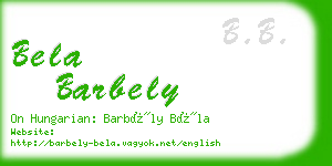 bela barbely business card